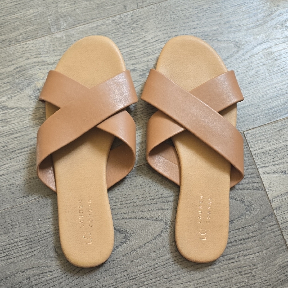 LC Lauren Conrad Tan Slide Sandals